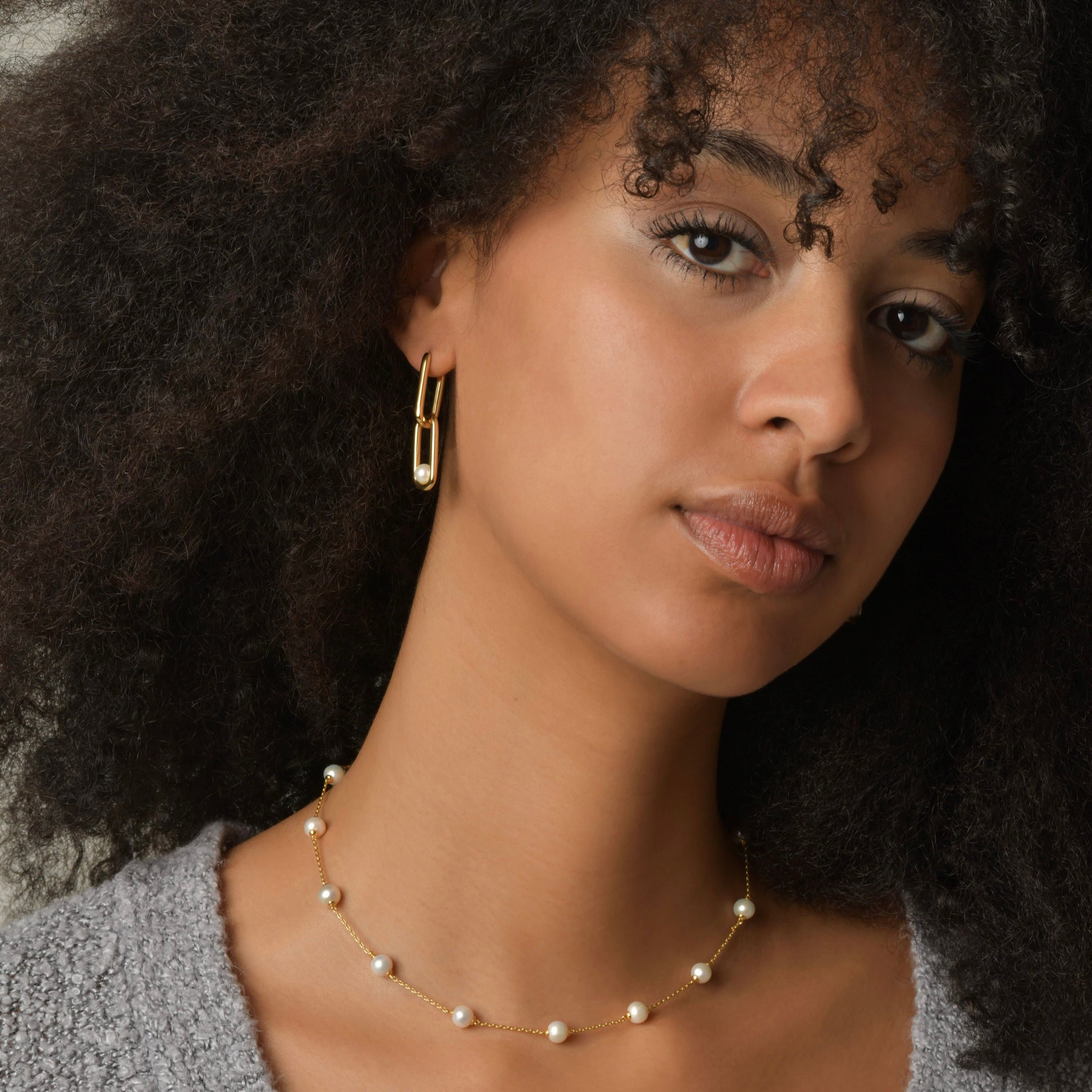 18K Gold-Filled 2-in-1 Paperclip Pearl Earrings