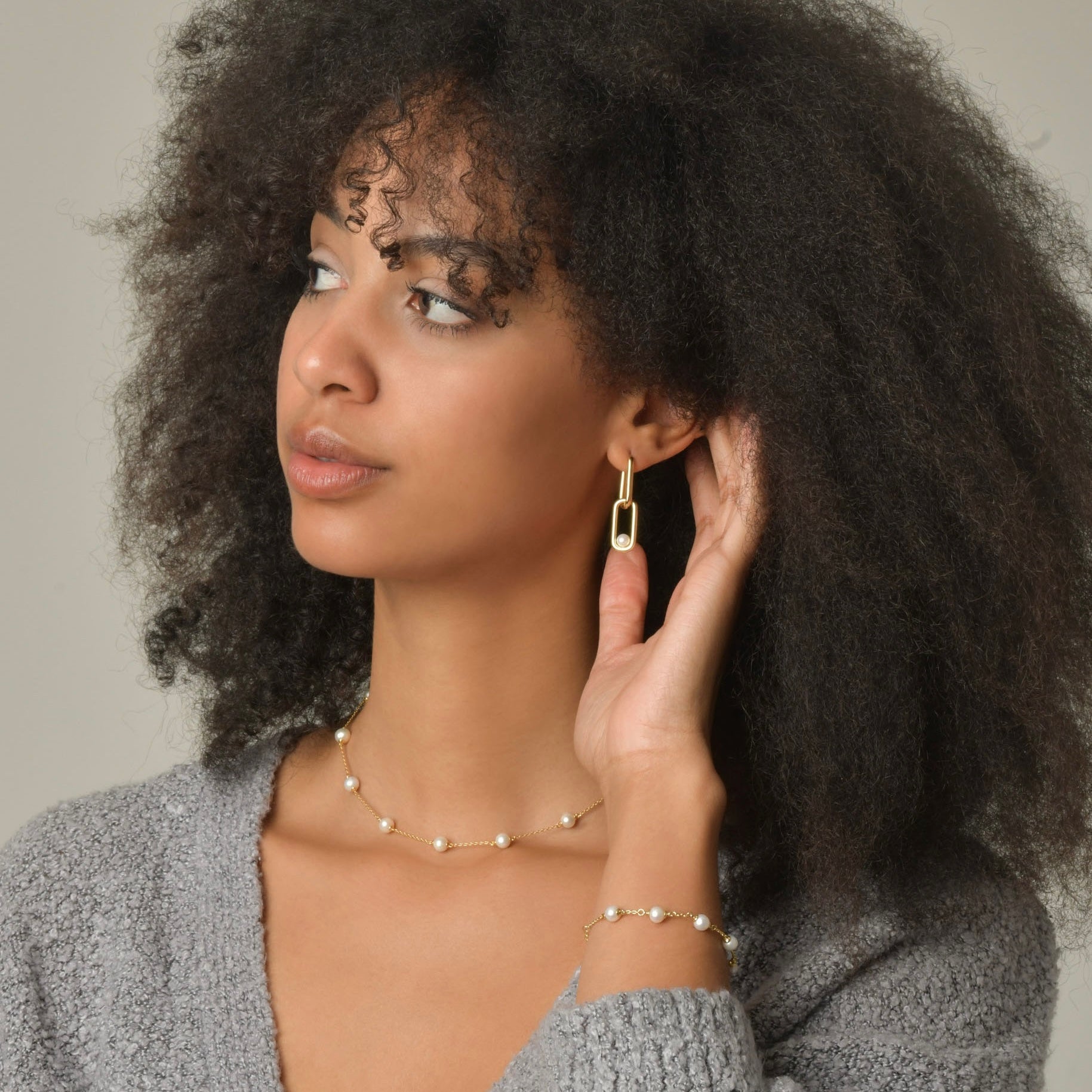 18K Gold-Filled 2-in-1 Paperclip Pearl Earrings