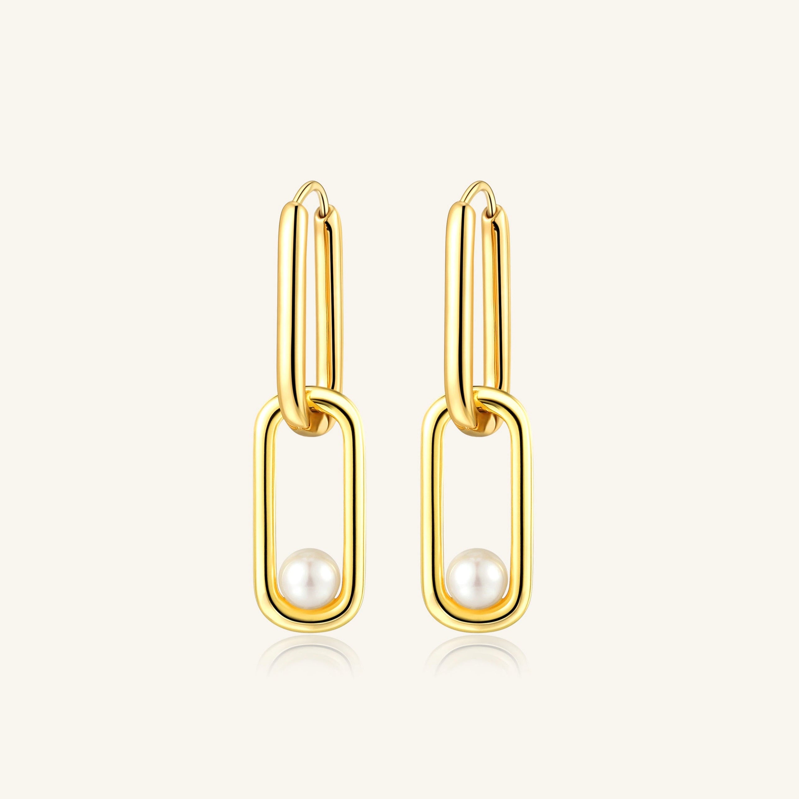 18K Gold-Filled 2-in-1 Paperclip Pearl Earrings