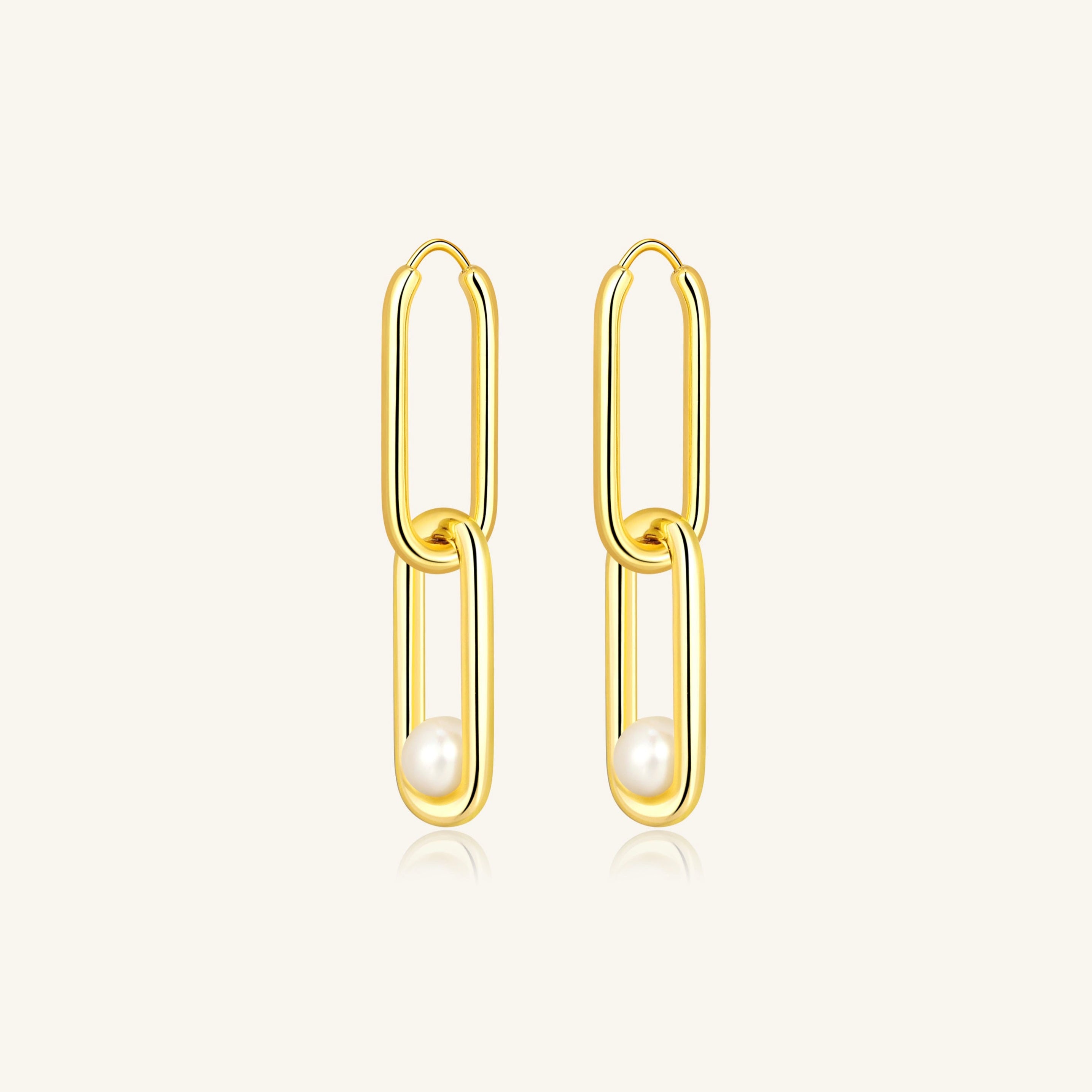 18K Gold-Filled 2-in-1 Paperclip Pearl Earrings