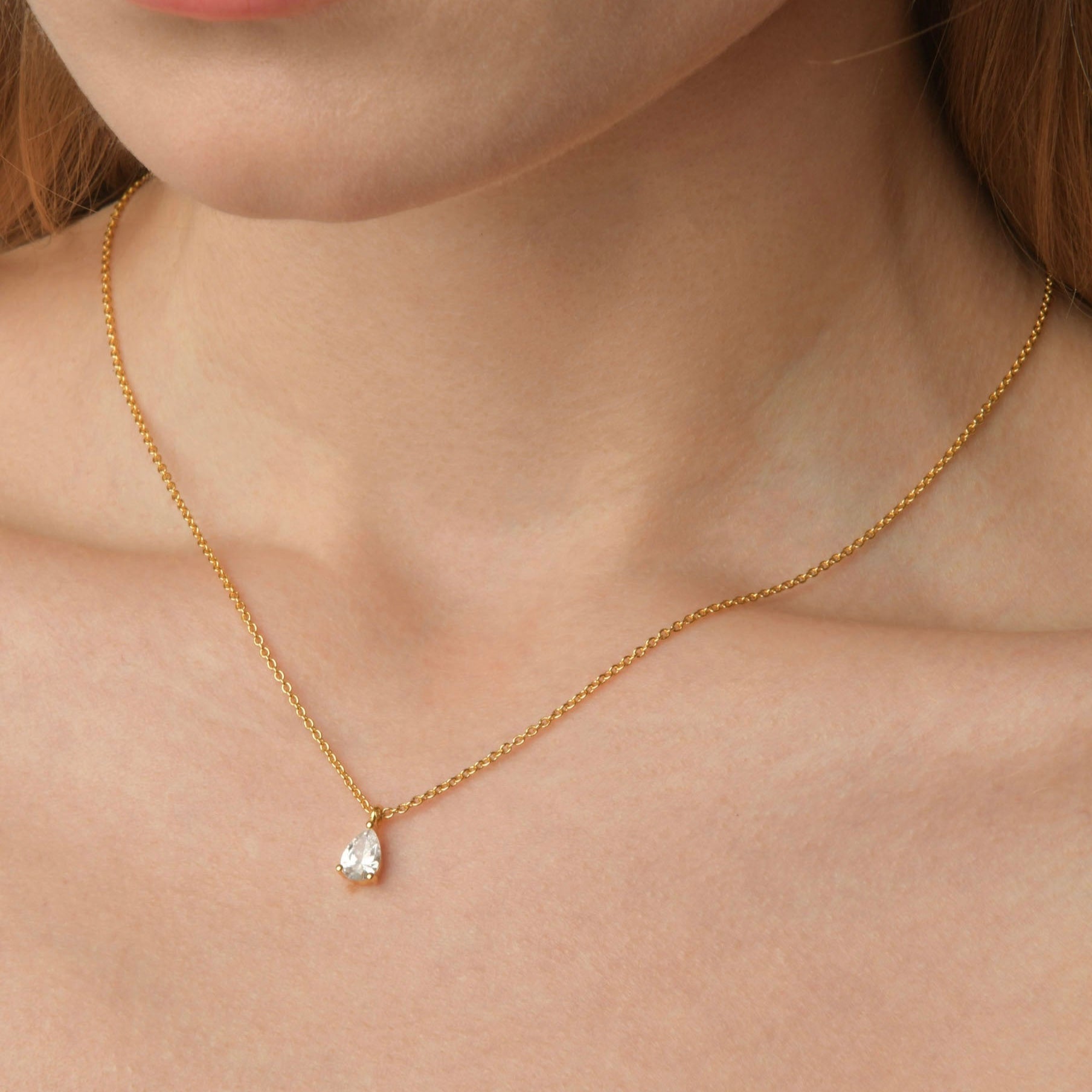 18K Gold-Filled Solitaire Necklace