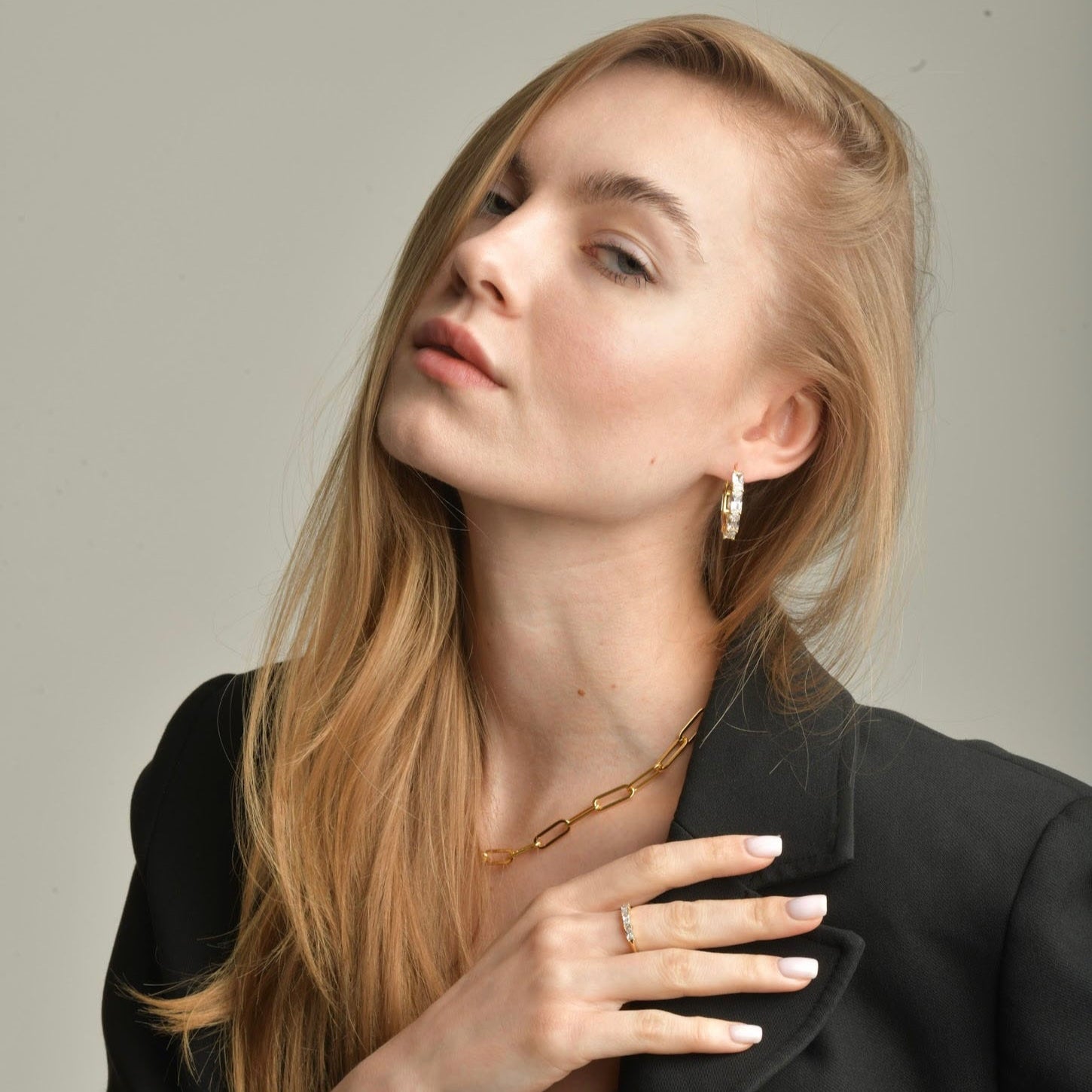 18K Gold-Filled Baguette Gem Hoops