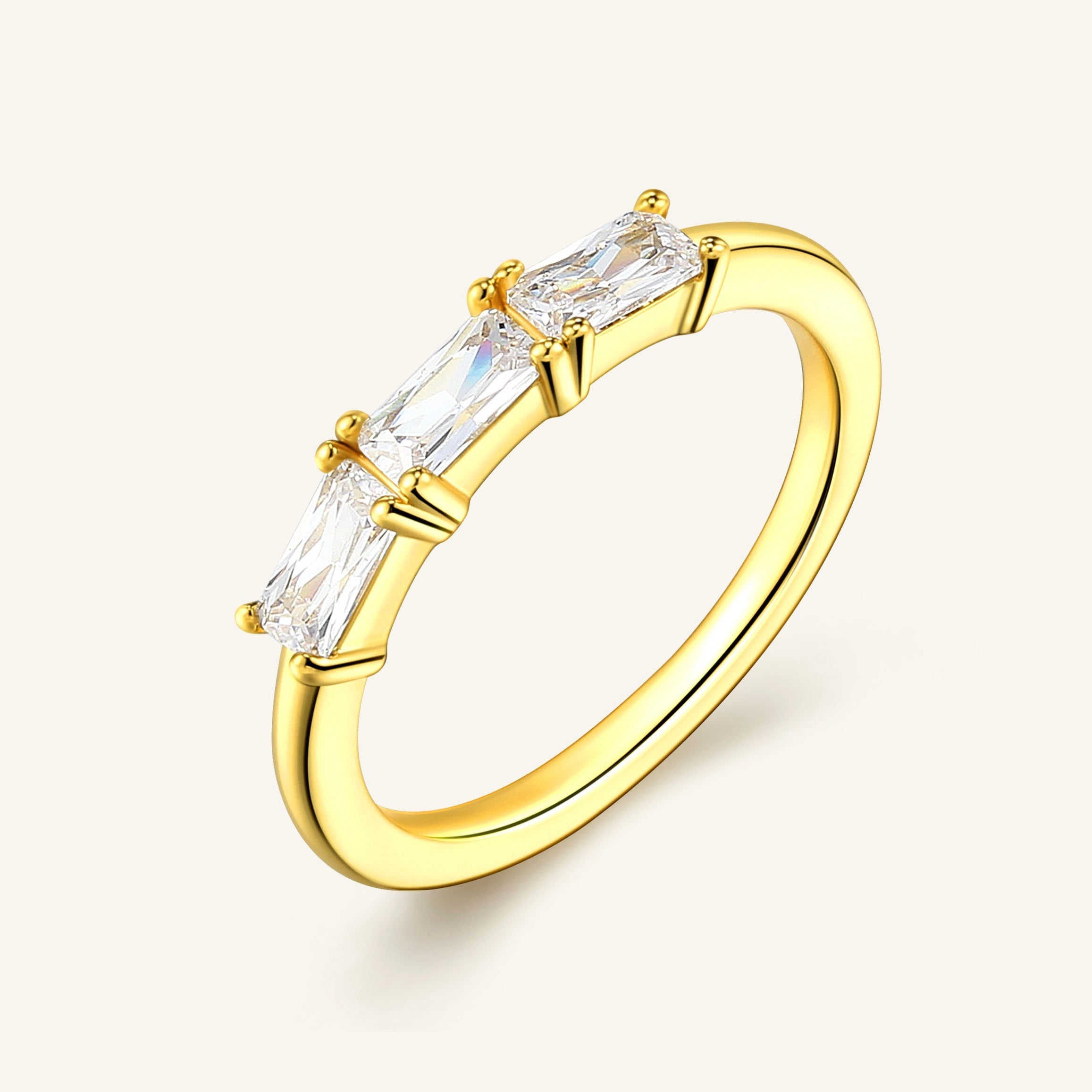 18K Gold-Filled Baguette Gem Ring