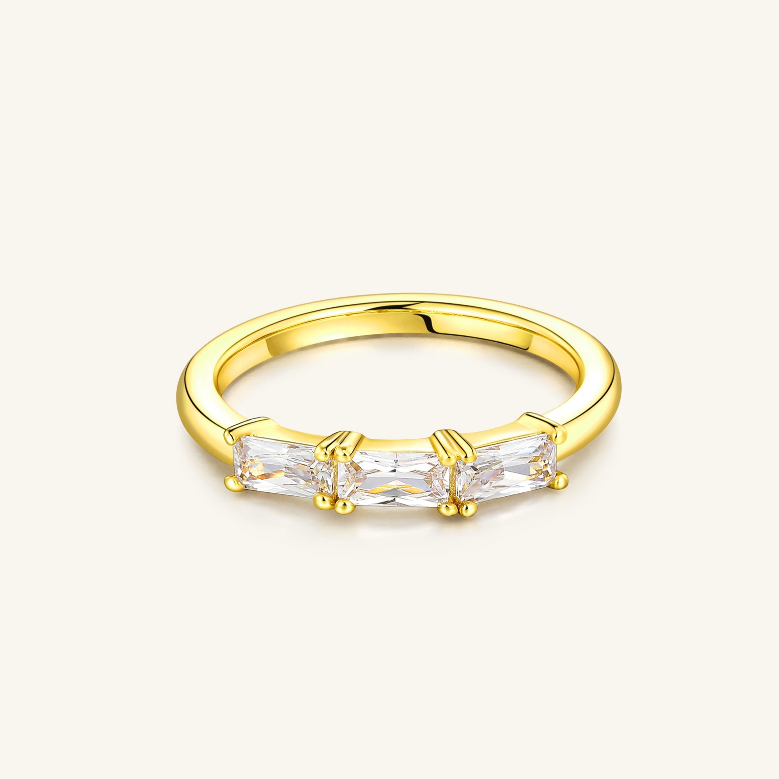 18K Gold-Filled Baguette Gem Ring