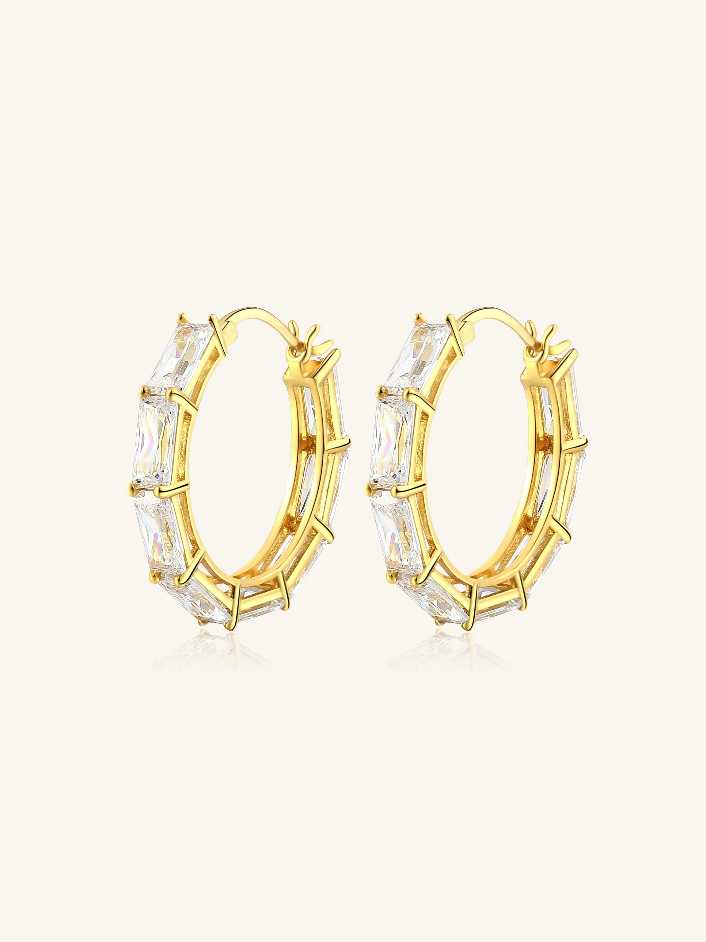 Baguette Gem Hoops