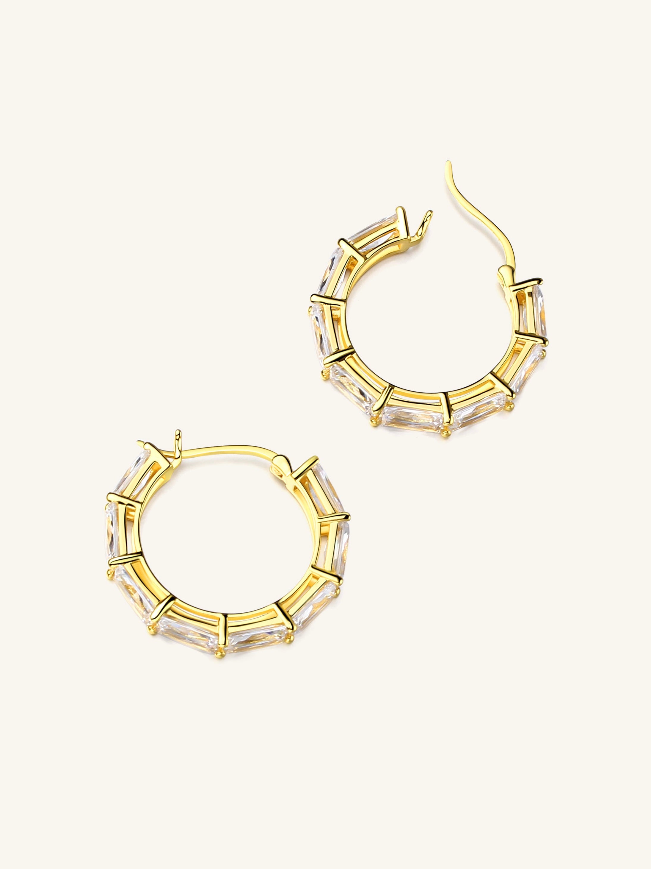 Baguette Gem Hoops