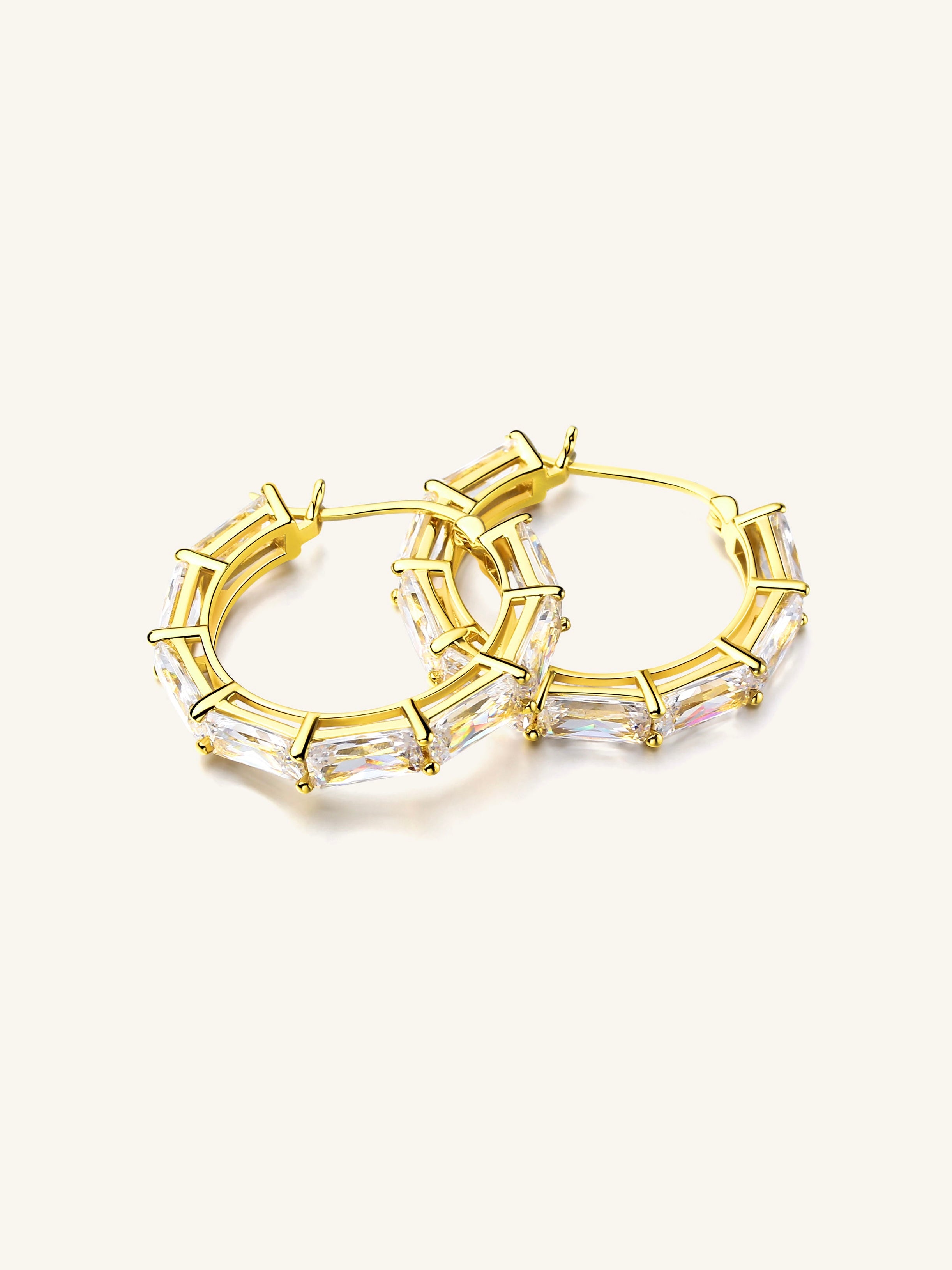 Baguette Gem Hoops